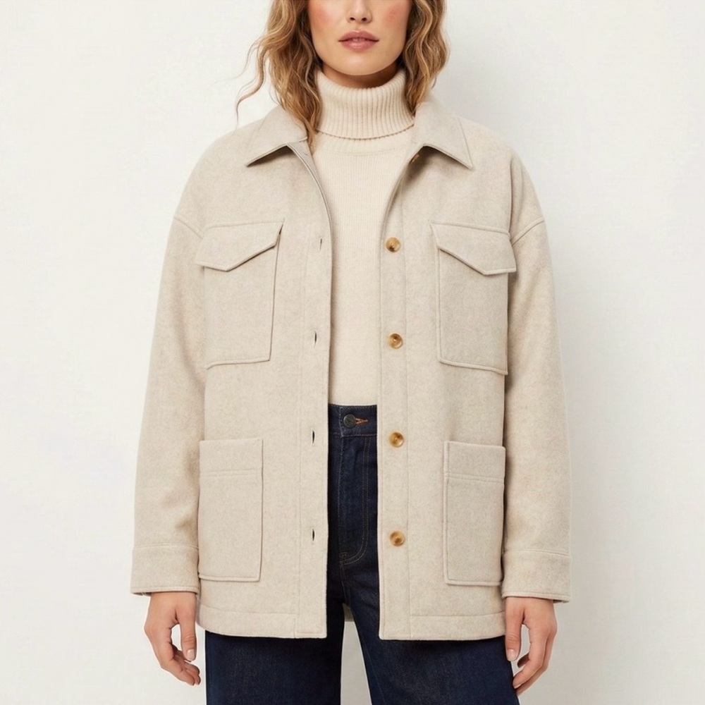 Banana Republic Jacket 4 Pocket XL Shacket Beige Cream Cabincore Rustic Earthy
